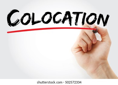 Hand writing Colocation with marker, concept background