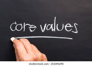 Hand Writing Core Values Topic Chalk Stock Photo 253394290 | Shutterstock