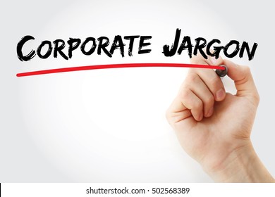 Hand writing Corporate jargon with marker, concept background