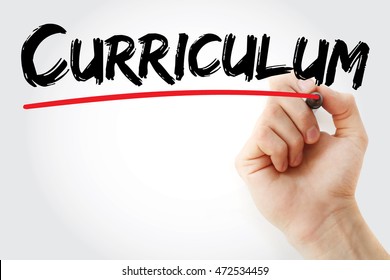 Hand writing Curriculum with marker, concept background