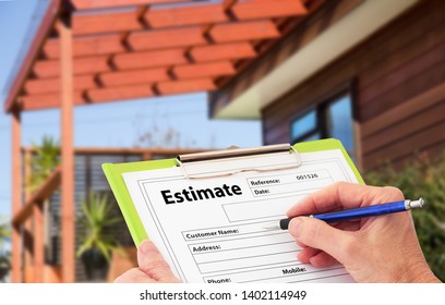 Hand Writing An Estimate For Home Building Renovation