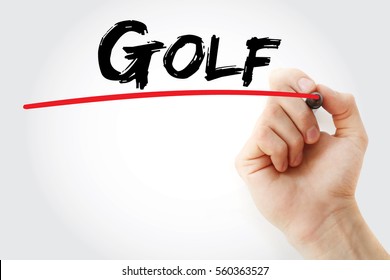 Hand writing Golf with marker, sport concept background