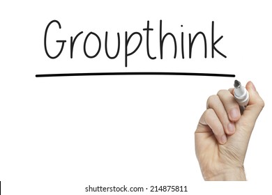 Hand Writing Groupthink On A White Board