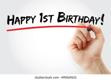 Hand Writing Happy 1st Birthday Marker Stock Photo 490569631 | Shutterstock