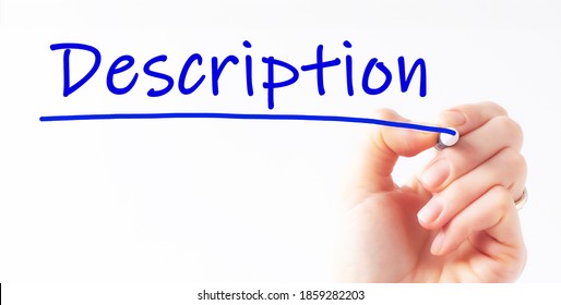 Hand writing inscription Description with blue marker, concept. Suggestion, business concept background - Shutterstock ID 1859282203