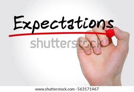Hand writing inscription Expectations with marker, concept Stock foto © 