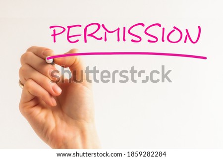 Hand writing inscription PERMISSION costs with pink marker, concept, stock image
