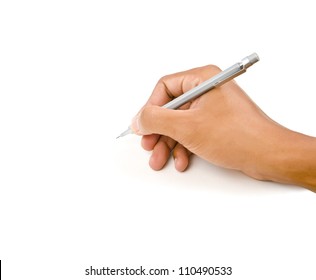 Hand Writing Isolated On The White Background.