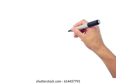 Hand Writing Isolated On White Background.