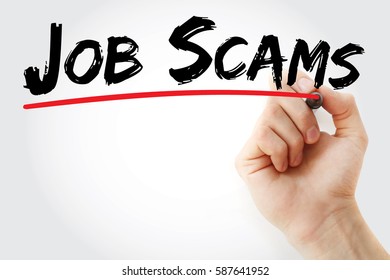 Hand Writing Job Scams With Marker, Concept Background