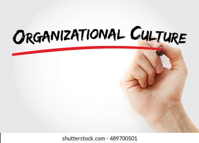 Hand writing Organizational Culture with marker, concept background