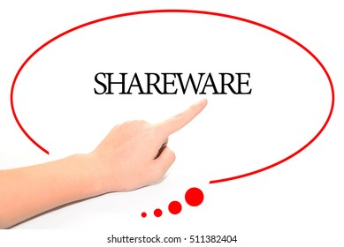 Hand writing SHAREWARE  with the abstract background. The word SHAREWARE represent the meaning of word as concept in stock photo.