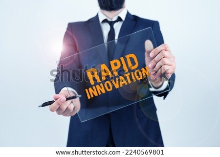 Hand writing sign Rapid Innovation. Business concept characteristic of a website that search engine algorithms
