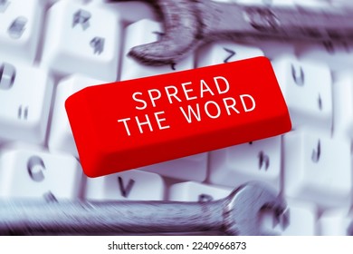 Hand writing sign Spread The Word. Conceptual photo share the information or news using social media - Shutterstock ID 2240966873