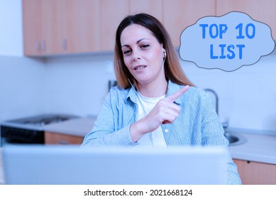 Hand Writing Sign Top 10 List. Word For The Ten Most Important Or Successful Items In A Particular List Abstract Working At Home Ideas, Interior Decoration Live Video Blog