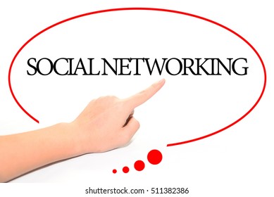 Hand writing SOCIAL NETWORKING  with the abstract background. The word SOCIAL NETWORKING represent the meaning of word as concept in stock photo.