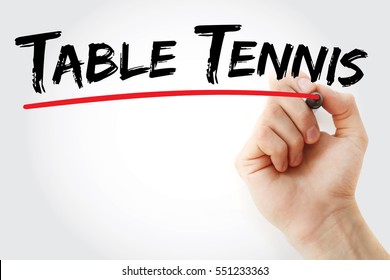 Hand writing Table tennis with marker, sport concept background