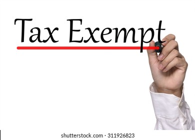 Hand writing tax exempt over white