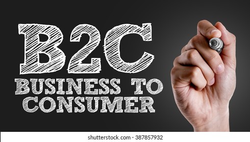 Hand writing the text: B2C - Powered by Shutterstock