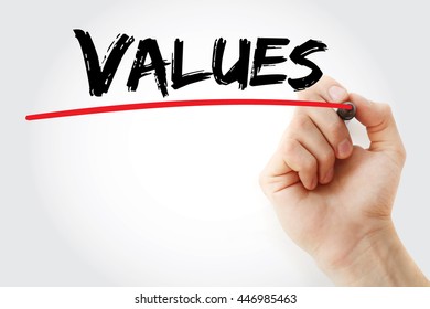 Hand Writing Values Marker Concept Background Stock Photo 446985463 ...