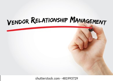 Hand Writing Vendor Relationship Management With Marker, Concept Background