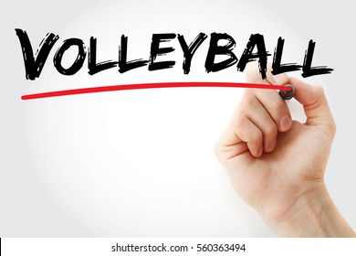 Hand writing Volleyball with marker, sport concept background
