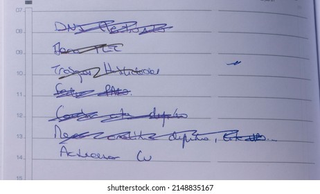 Hand Written Crossed Out List Agenda Stock Photo 2148835167 | Shutterstock
