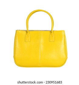 Handbag Isolated On White. Yellow Hand Bag.