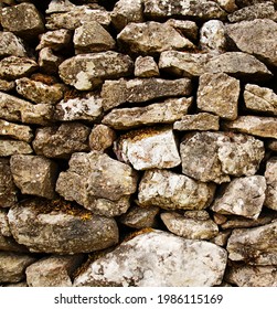 A Hand-built Dry Stone Wall In Rural Britain.