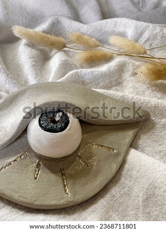 Handcrafted Evil Eye Clay Incense Holder - Artistic pottery for a peaceful ambiance