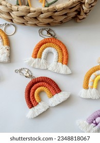 Handcrafted. A very beautiful rainbow Macrame is used as a gift.