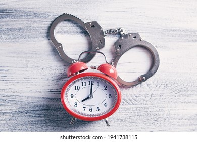 Handcuffs With Alarm Clock. Time Released