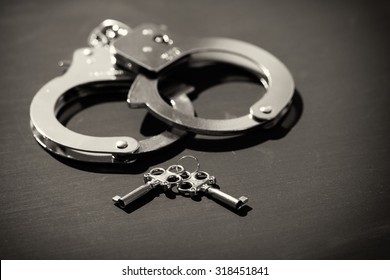 Handcuffs in black and white