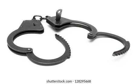 Handcuffs Isolated On White Clipping Path Stock Photo 128295668 ...