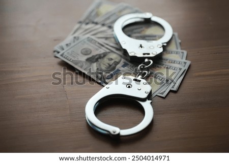 Handcuffs and Money Symbolizing Crime, Law Enforcement, and Financial Crime Concepts