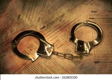 Handcuffs On Form 1040 - Federal Tax Fraud And Scam