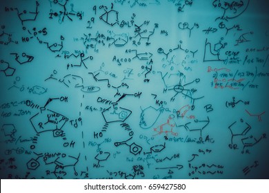 Hand-drawing chemical formulas background - Powered by Shutterstock