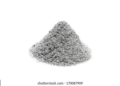 handful of magnesium powder on white background