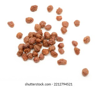 A Handful Of Peanuts In Caramel On White Background, Isolate