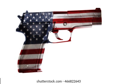 Handgun And American Flag Composite