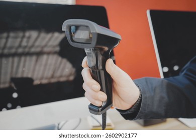 Handheld Barcode Scanner in Action for Efficient Inventory Management  