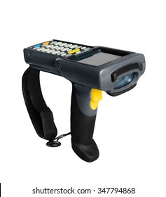 Handheld Laser Barcode Scanner Computer. Isolated On White Background  