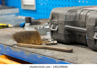 Handhold Cleaning Brush Tool On Work Bench