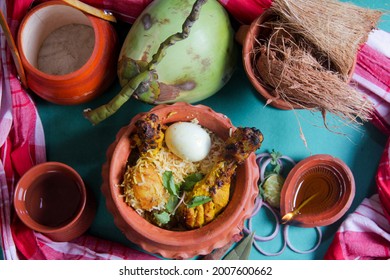 Handi Chicken Biryani With Egg  Potato Kolkata Style