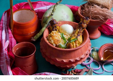 Handi Chicken Biryani With Egg  Potato Kolkata Style