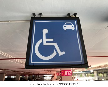 Handicap Parking Sign White Background Blue