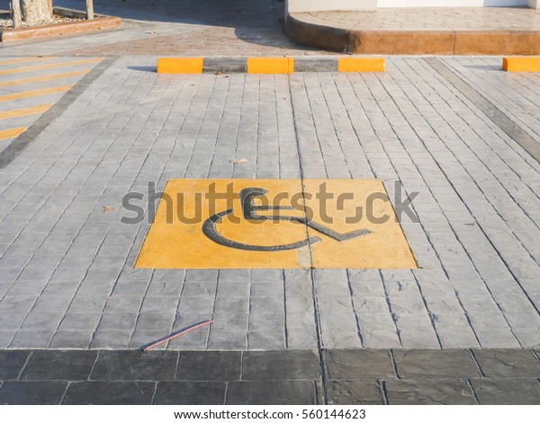 handicap parking spaces\
in a parking lot
