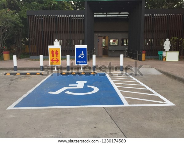 \
Handicapped parking front of\
toilet