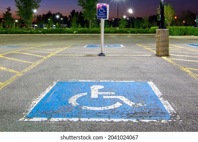 Handicapped Parking Spot At Night 