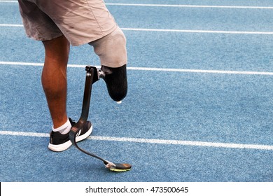 Handicapped Runner Old Prosthetic Leg Taking Stock Photo (Edit Now)  473500645